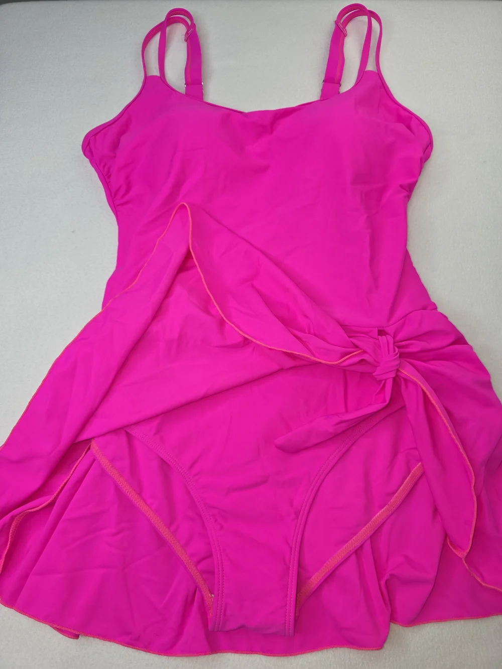 NWT Eomenie L Tummy Control Hip Bow Swimsuit Bright Fuchsia 3819-CW